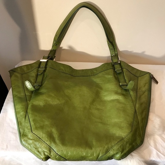 Kooba "Blake Tote" Hobo Bag in Lime Green Leather XL Large - Picture 7 of 8